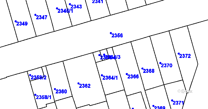 Parcela st. 2364/3 v KÚ Černá Pole, Katastrální mapa