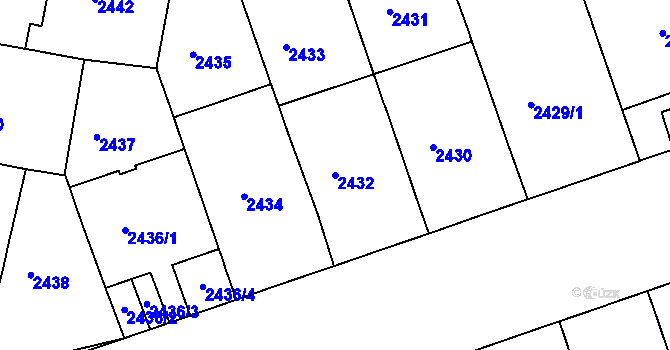 Parcela st. 2432 v KÚ Černá Pole, Katastrální mapa
