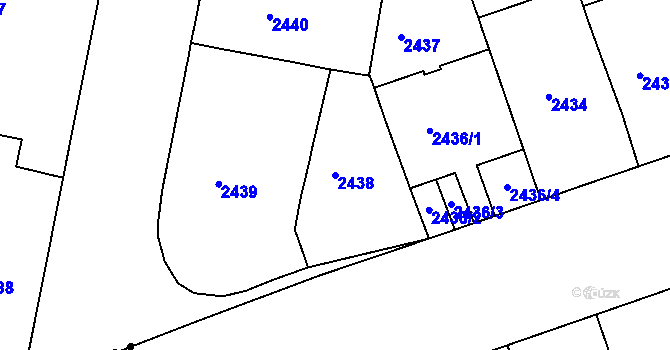 Parcela st. 2438 v KÚ Černá Pole, Katastrální mapa