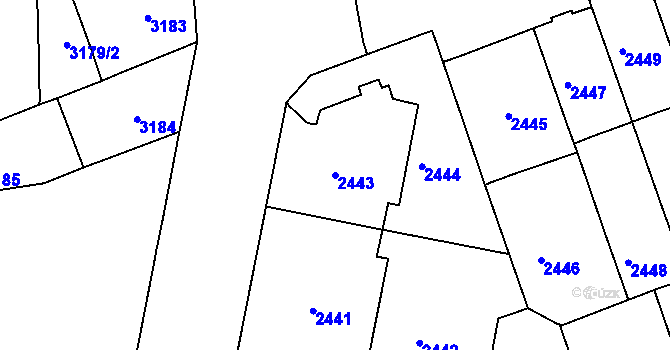 Parcela st. 2443 v KÚ Černá Pole, Katastrální mapa
