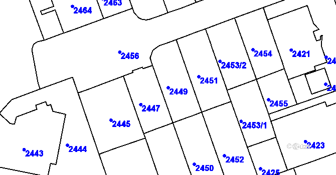 Parcela st. 2449 v KÚ Černá Pole, Katastrální mapa