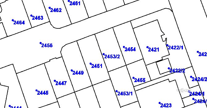 Parcela st. 2453/2 v KÚ Černá Pole, Katastrální mapa