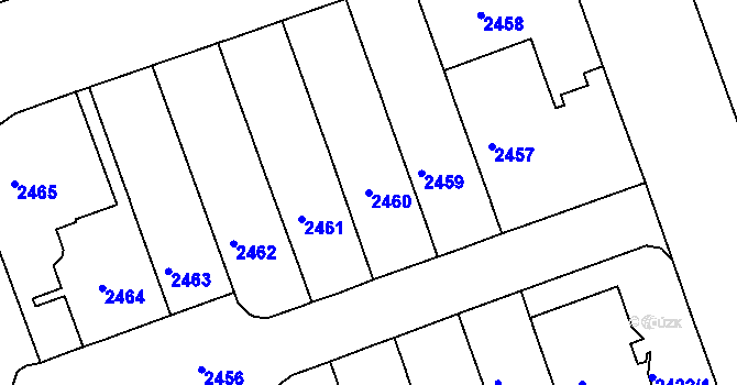 Parcela st. 2460 v KÚ Černá Pole, Katastrální mapa