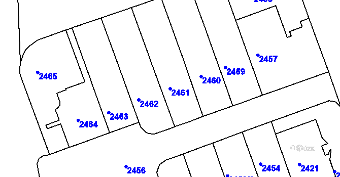 Parcela st. 2461 v KÚ Černá Pole, Katastrální mapa