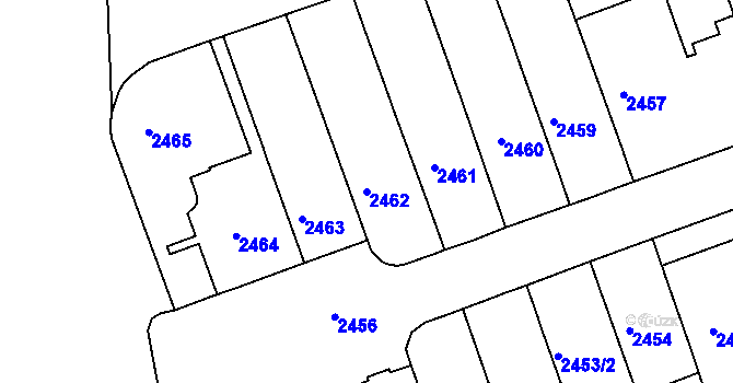 Parcela st. 2462 v KÚ Černá Pole, Katastrální mapa