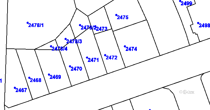Parcela st. 2472 v KÚ Černá Pole, Katastrální mapa