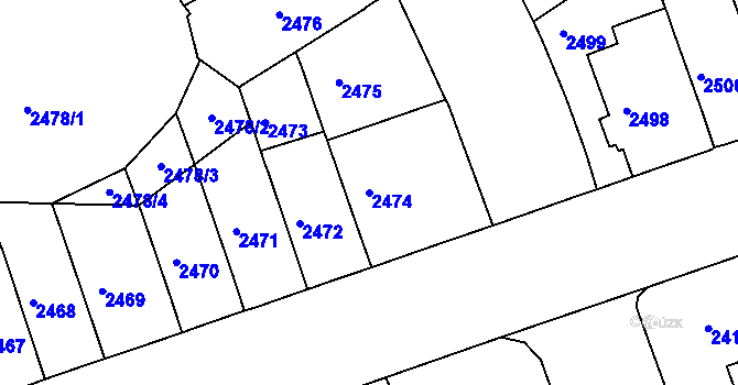 Parcela st. 2474 v KÚ Černá Pole, Katastrální mapa