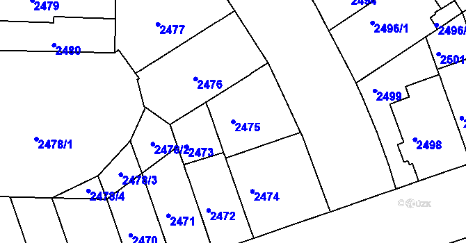 Parcela st. 2475 v KÚ Černá Pole, Katastrální mapa
