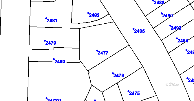 Parcela st. 2477 v KÚ Černá Pole, Katastrální mapa