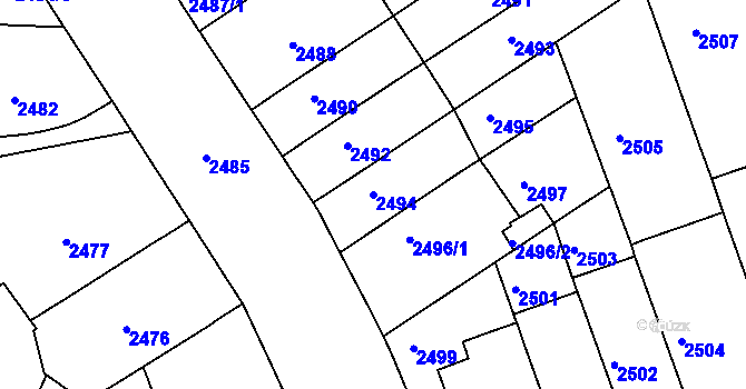 Parcela st. 2494 v KÚ Černá Pole, Katastrální mapa