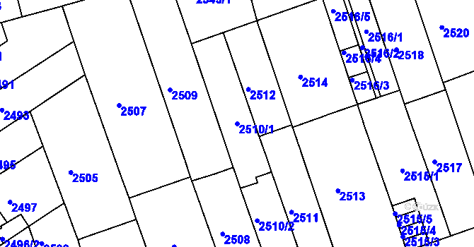 Parcela st. 2510/1 v KÚ Černá Pole, Katastrální mapa