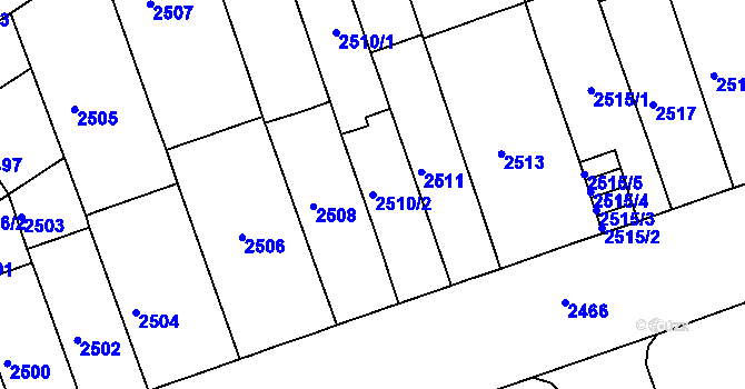 Parcela st. 2510/2 v KÚ Černá Pole, Katastrální mapa