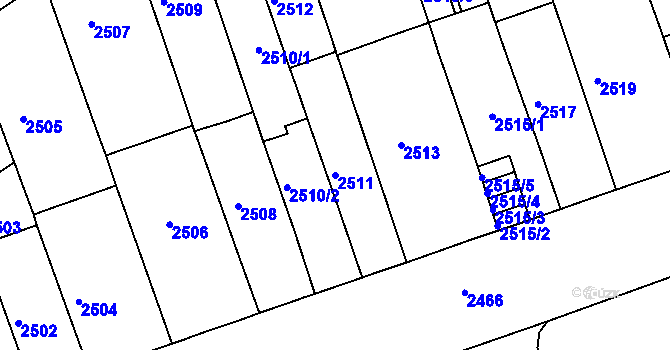 Parcela st. 2511 v KÚ Černá Pole, Katastrální mapa