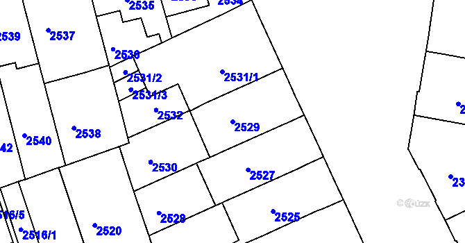 Parcela st. 2529 v KÚ Černá Pole, Katastrální mapa