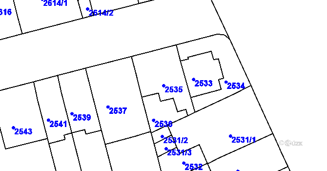 Parcela st. 2535 v KÚ Černá Pole, Katastrální mapa