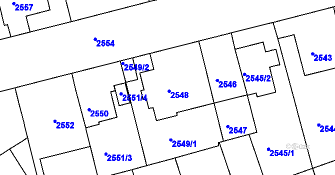 Parcela st. 2548 v KÚ Černá Pole, Katastrální mapa