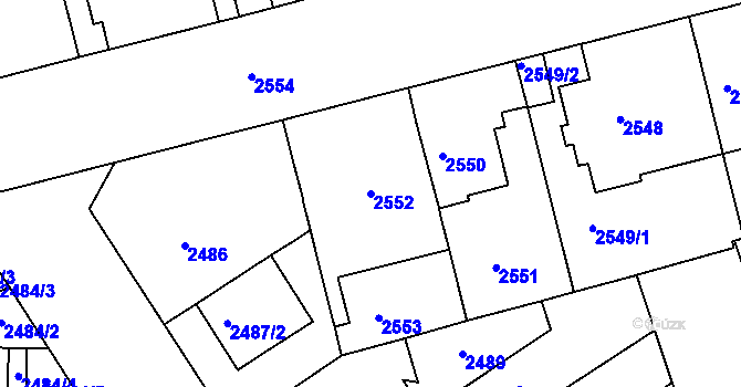 Parcela st. 2552 v KÚ Černá Pole, Katastrální mapa
