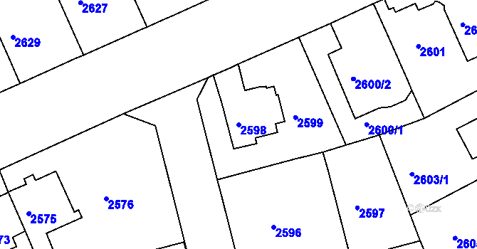 Parcela st. 2598 v KÚ Černá Pole, Katastrální mapa