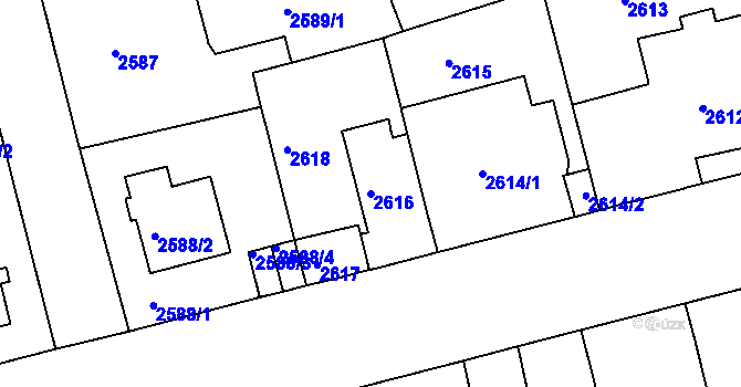 Parcela st. 2616 v KÚ Černá Pole, Katastrální mapa