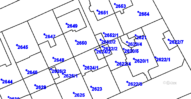 Parcela st. 2624/2 v KÚ Černá Pole, Katastrální mapa