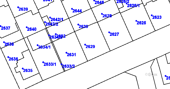 Parcela st. 2629 v KÚ Černá Pole, Katastrální mapa