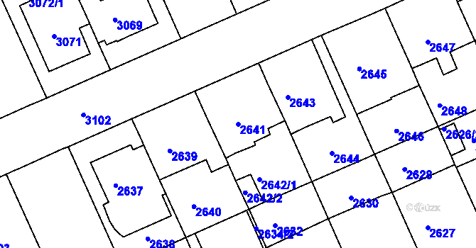 Parcela st. 2641 v KÚ Černá Pole, Katastrální mapa