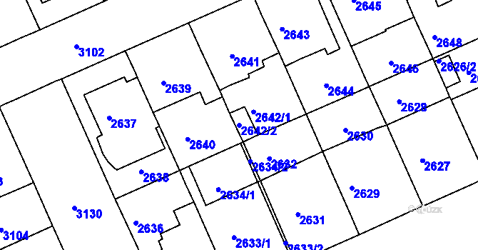 Parcela st. 2642/2 v KÚ Černá Pole, Katastrální mapa