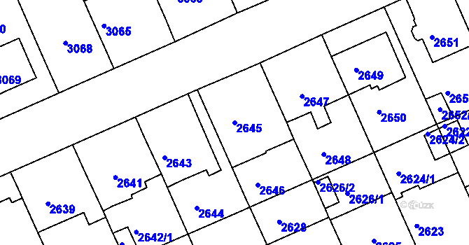Parcela st. 2645 v KÚ Černá Pole, Katastrální mapa