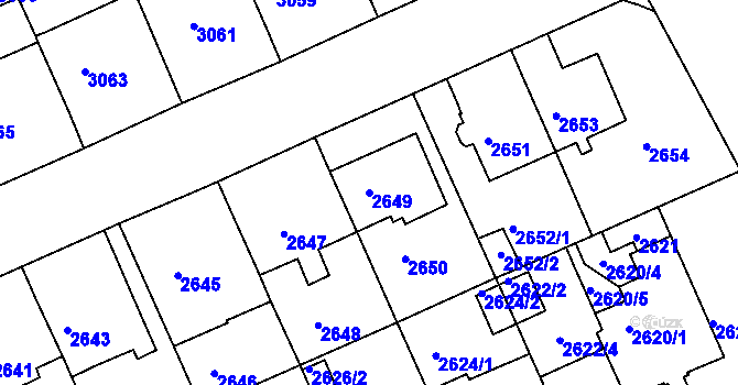 Parcela st. 2649 v KÚ Černá Pole, Katastrální mapa