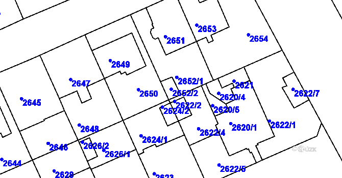 Parcela st. 2652/2 v KÚ Černá Pole, Katastrální mapa