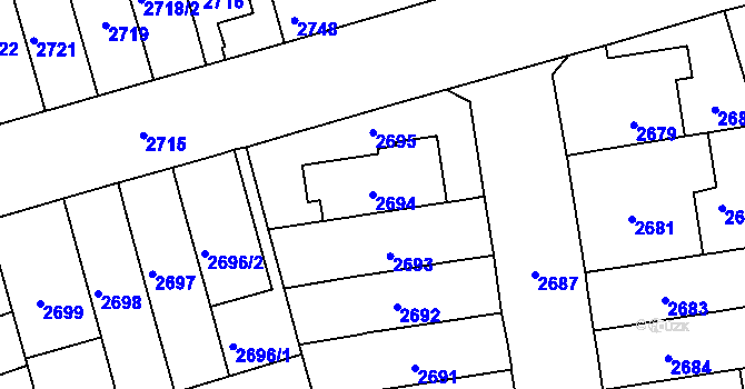 Parcela st. 2694 v KÚ Černá Pole, Katastrální mapa