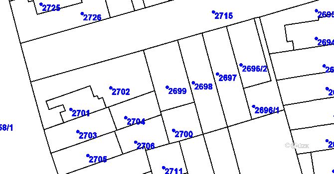 Parcela st. 2699 v KÚ Černá Pole, Katastrální mapa