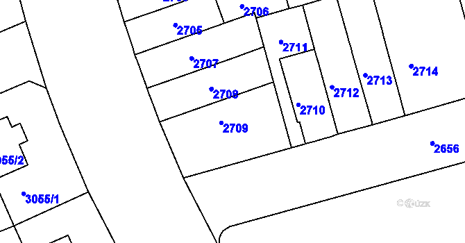 Parcela st. 2709 v KÚ Černá Pole, Katastrální mapa