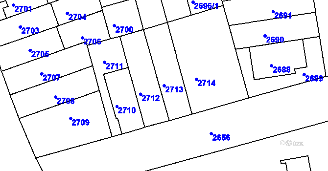 Parcela st. 2713 v KÚ Černá Pole, Katastrální mapa