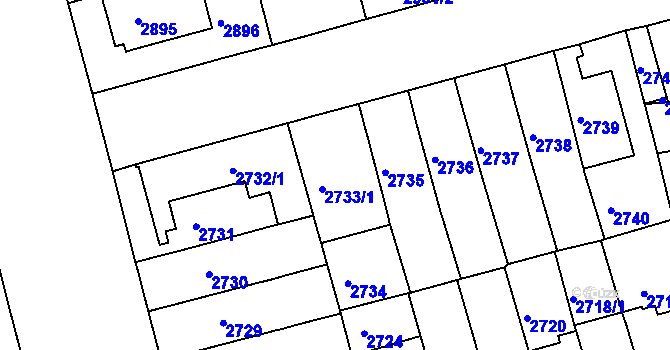 Parcela st. 2733/1 v KÚ Černá Pole, Katastrální mapa