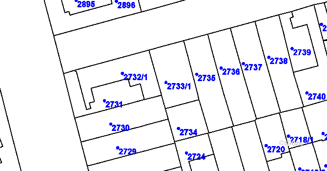 Parcela st. 2733/2 v KÚ Černá Pole, Katastrální mapa