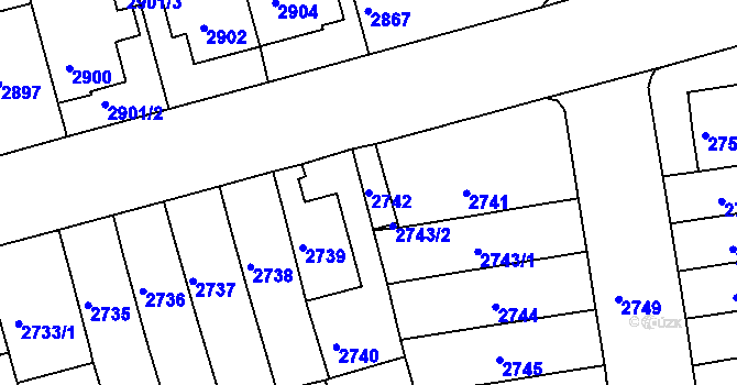 Parcela st. 2742 v KÚ Černá Pole, Katastrální mapa