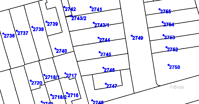 Parcela st. 2745 v KÚ Černá Pole, Katastrální mapa