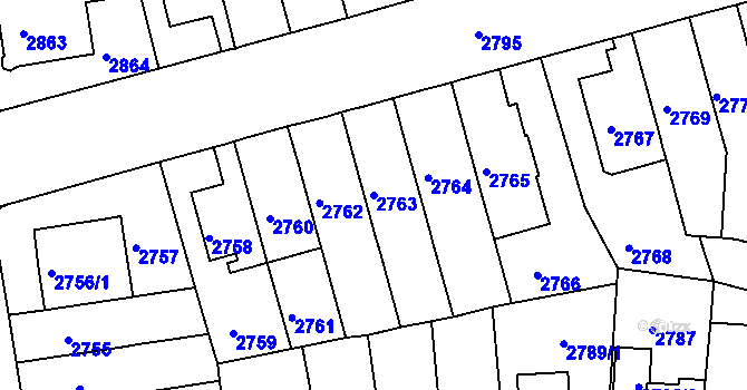 Parcela st. 2763 v KÚ Černá Pole, Katastrální mapa