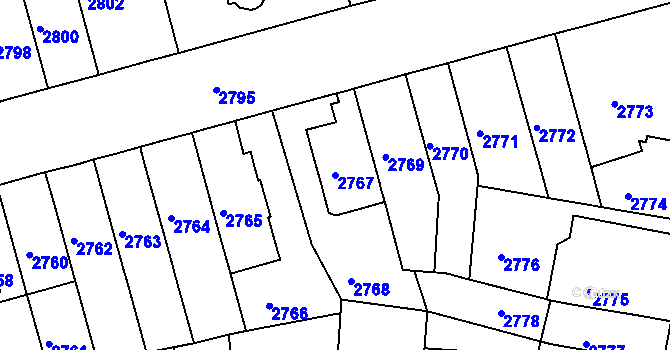 Parcela st. 2767 v KÚ Černá Pole, Katastrální mapa