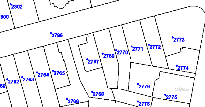 Parcela st. 2769 v KÚ Černá Pole, Katastrální mapa