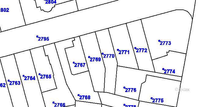 Parcela st. 2770 v KÚ Černá Pole, Katastrální mapa