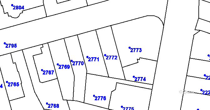 Parcela st. 2772 v KÚ Černá Pole, Katastrální mapa