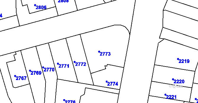 Parcela st. 2773 v KÚ Černá Pole, Katastrální mapa