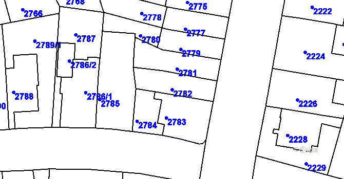 Parcela st. 2782 v KÚ Černá Pole, Katastrální mapa