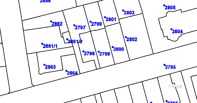 Parcela st. 2798 v KÚ Černá Pole, Katastrální mapa