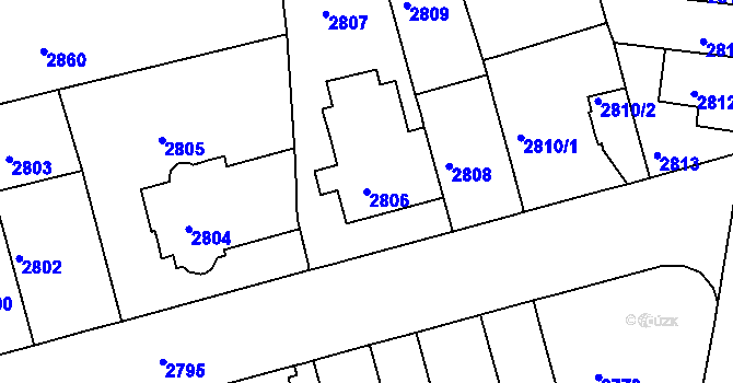 Parcela st. 2806 v KÚ Černá Pole, Katastrální mapa