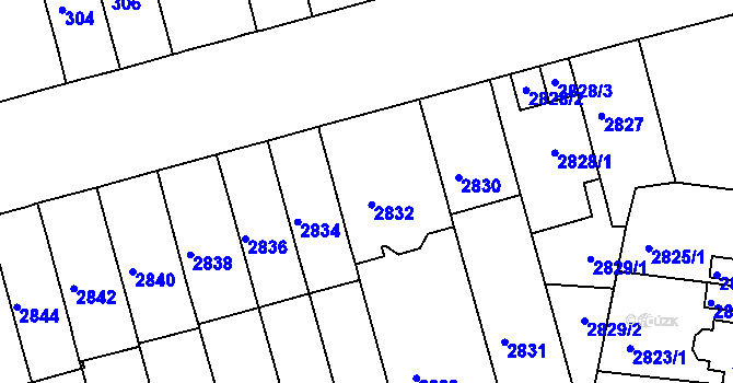 Parcela st. 2832 v KÚ Černá Pole, Katastrální mapa