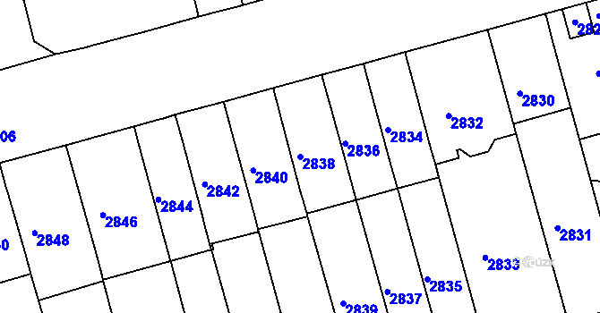Parcela st. 2838 v KÚ Černá Pole, Katastrální mapa