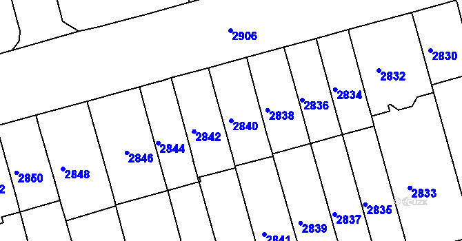 Parcela st. 2840 v KÚ Černá Pole, Katastrální mapa
